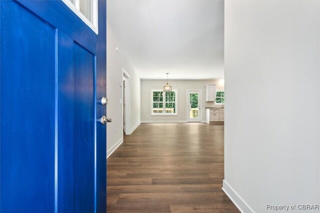 5883 Mill Race Pl, Gloucester, VA 23061 - foyer featuring dark wood-style floors