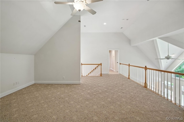 3007 Tranbycroft Way, Sandy Hook, VA 23153 - bonus room with a ceiling fan, lofted ceiling, and carpet