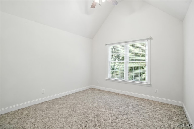 3007 Tranbycroft Way, Sandy Hook, VA 23153 - empty room with ceiling fan, vaulted ceiling, and carpet floors