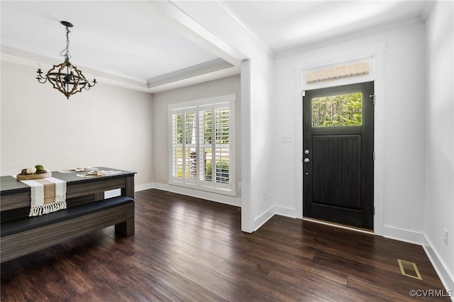 12613 Capernwray Ter, Chesterfield, VA 23838 - entrance foyer with healthy amount of natural light, ornamental molding, wood finished floors, and a chandelier