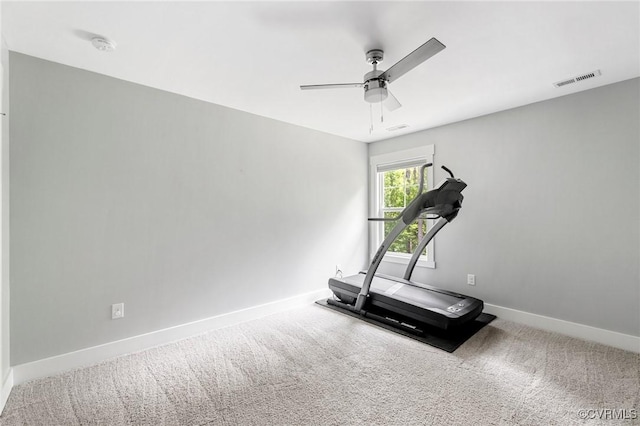 12613 Capernwray Ter, Chesterfield, VA 23838 - exercise room featuring a ceiling fan and carpet flooring