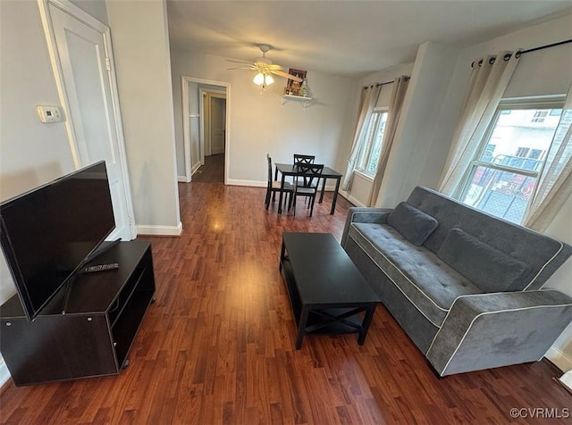 3535 Hanover Ave Unit B, Richmond, VA 23221 - living area with wood finished floors and a ceiling fan