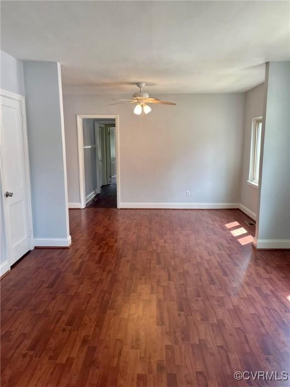3535 Hanover Ave Unit B, Richmond, VA 23221 - empty room with dark wood-style floors and a ceiling fan