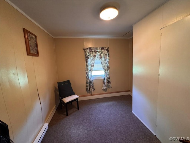 875 Islington Rd, Warsaw, VA 22572 - unfurnished room featuring carpet, crown molding, and a baseboard radiator