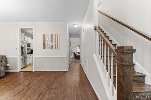 5129 Jenkins Forest Ln, Sandston, VA 23150 - stairs featuring wood finished floors and ornamental molding