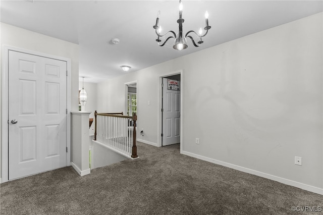 5129 Jenkins Forest Ln, Sandston, VA 23150 - spare room featuring carpet flooring, a chandelier, and a smoke detector