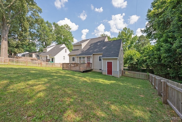 1014 Pennsylvania Ave, Glen Allen, VA 23060 - back of house with a fenced backyard, a wooden deck, and roof with shingles