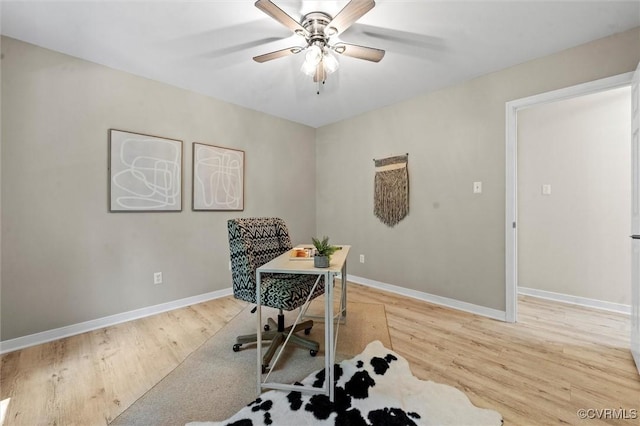 1900 Pine Creek Bluff Ct, Powhatan, VA 23139 - home office with light wood-style floors and a ceiling fan