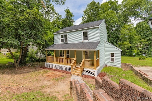 6910 Siliman Dr, Chesterfield, VA 23832 - view of front of house with covered porch, roof with shingles, and a front lawn