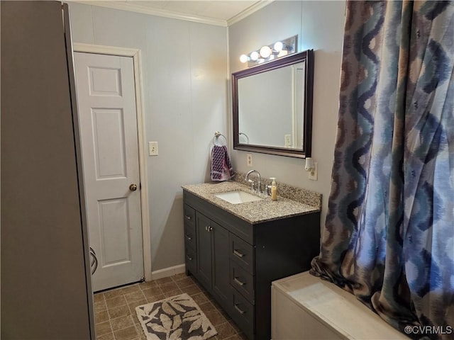 20803 Old Beaver Pond Rd, Mc Kenney, VA 23872 - bathroom featuring vanity, ornamental molding, and tile patterned floors