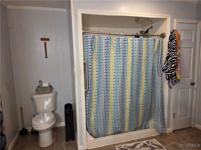 20803 Old Beaver Pond Rd, Mc Kenney, VA 23872 - full bath featuring tile patterned floors, ornamental molding, and curtained shower