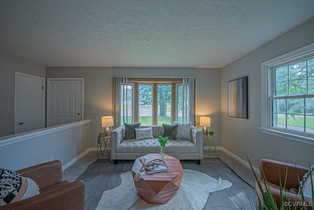 1300 Hyner Cir, Sandston, VA 23231 - carpeted living room with a textured ceiling
