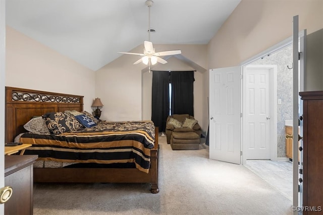 3019 Ramsey Dr, Chester, VA 23831 - carpeted bedroom featuring lofted ceiling and a ceiling fan