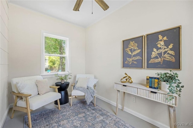 3912 Alma Ave, Henrico, VA 23222 - living area with a ceiling fan and baseboards