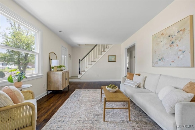 3912 Alma Ave, Henrico, VA 23222 - living area featuring stairway and dark wood-style flooring