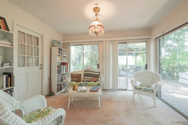570 Three Chopt Rd, Manakin Sabot, VA 23103 - sunroom / solarium featuring carpet and ornamental molding