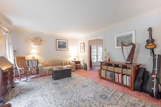 570 Three Chopt Rd, Manakin Sabot, VA 23103 - living room featuring ornamental molding and carpet floors