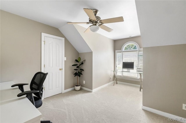 14230 Post Mill Dr, Midlothian, VA 23113 - unfurnished office with a ceiling fan, light carpet, and lofted ceiling