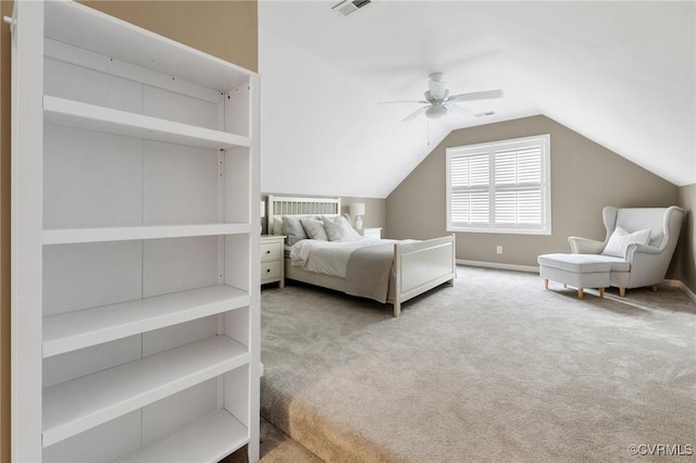 14230 Post Mill Dr, Midlothian, VA 23113 - carpeted bedroom with lofted ceiling and a ceiling fan