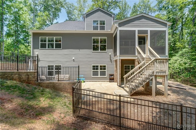 3016 Maple Grove Ln, Powhatan, VA 23139 - rear view of property featuring a patio, a sunroom, and stairway