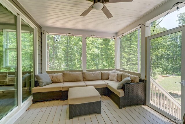 3016 Maple Grove Ln, Powhatan, VA 23139 - sunroom / solarium featuring a ceiling fan and outdoor lounge area