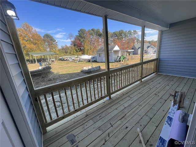4917 Bailey Woods Ln, Midlothian, VA 23112 - wooden deck featuring an outbuilding and a residential view