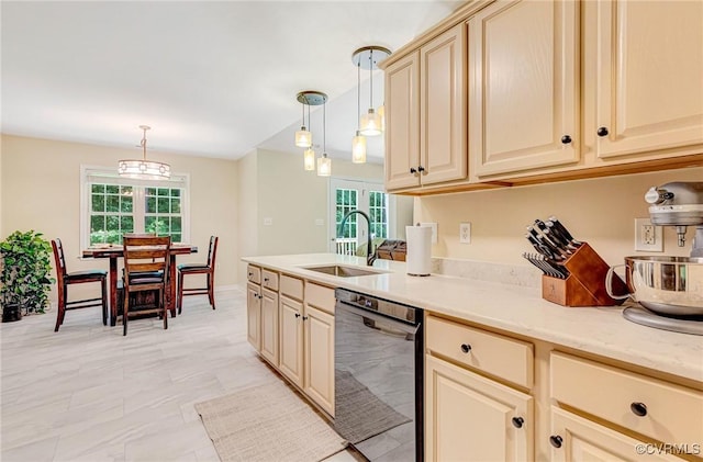 5773 S Jessup Rd, Chesterfield, VA 23832 - kitchen with black dishwasher, cream cabinetry, and healthy amount of natural light