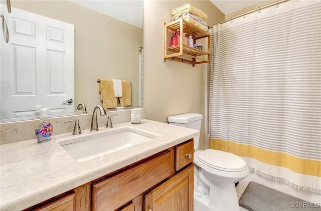 5773 S Jessup Rd, Chesterfield, VA 23832 - full bathroom with vanity, a shower with shower curtain, and tile patterned floors