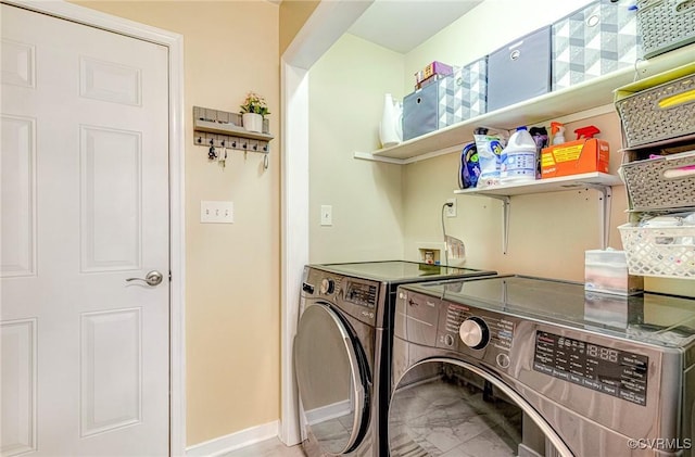 5773 S Jessup Rd, Chesterfield, VA 23832 - washroom with washing machine and clothes dryer and marble finish floors