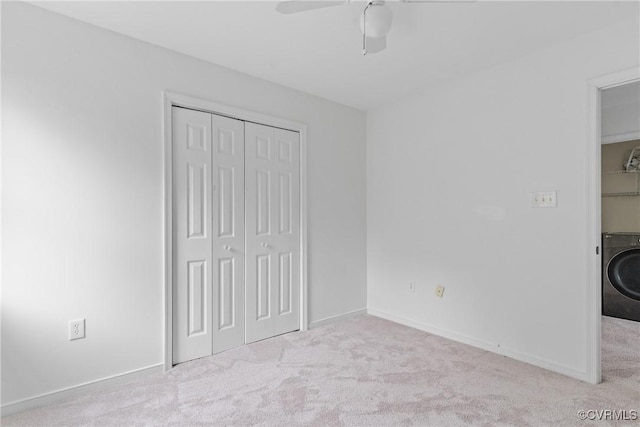 5413 Cranston Ct, Henrico, VA 23059 - unfurnished bedroom featuring washer / dryer, a closet, carpet floors, and a ceiling fan