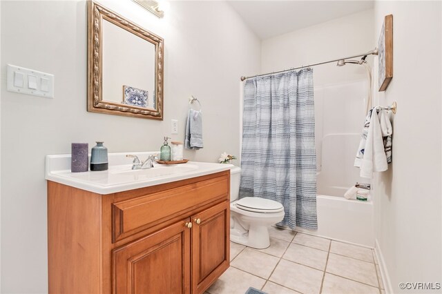 6125 Trinity Church Rd, Dinwiddie, VA 23833 - bathroom with vanity, tile patterned floors, and shower / bath combo with shower curtain