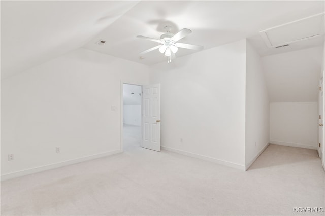 6125 Trinity Church Rd, Dinwiddie, VA 23833 - bonus room featuring lofted ceiling, carpet, attic access, and ceiling fan