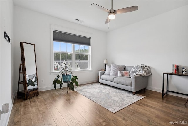 9524 Simonsville Rd, Midlothian, VA 23112 - living area with wood finished floors and a ceiling fan