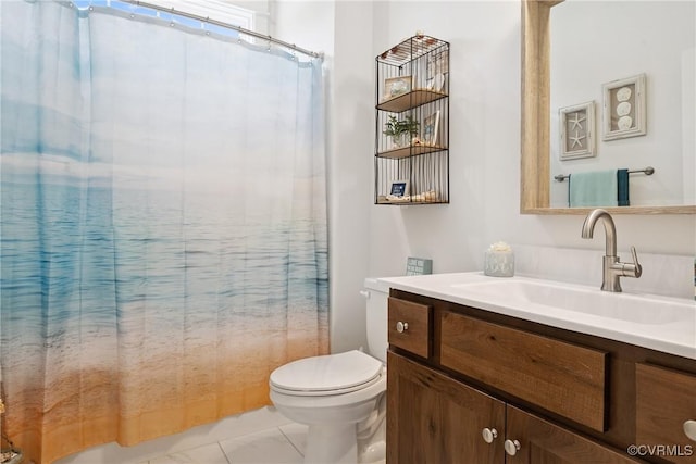 9524 Simonsville Rd, Midlothian, VA 23112 - bathroom with vanity, curtained shower, and tile patterned floors