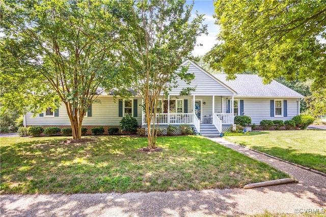 4310 Courthouse Rd, Prince George, VA 23875 - ranch-style home with covered porch and a front yard