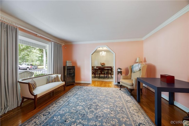 4310 Courthouse Rd, Prince George, VA 23875 - sitting room with crown molding, wood finished floors, and arched walkways