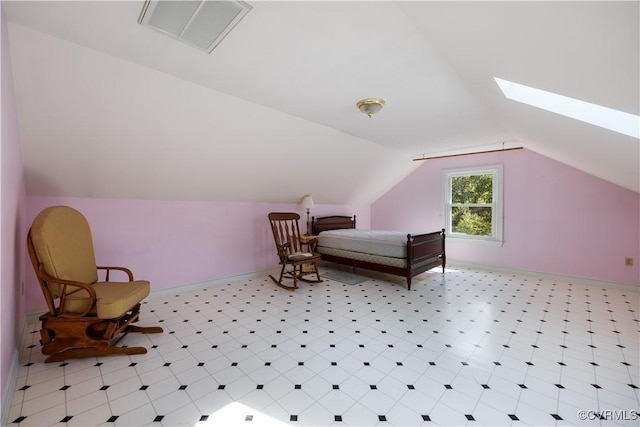 4310 Courthouse Rd, Prince George, VA 23875 - bedroom featuring vaulted ceiling, a skylight, and tile patterned floors