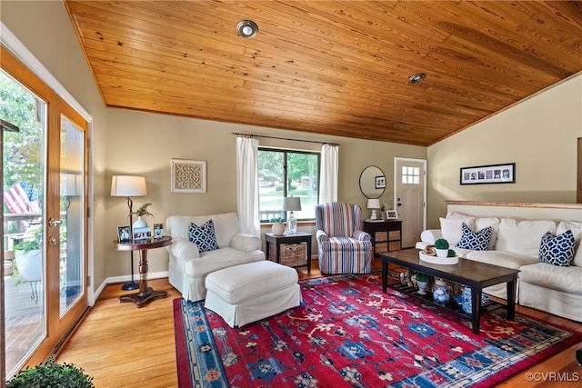 275 Meadowview Ln, Farmville, VA 23901 - living room with lofted ceiling, wooden ceiling, and light wood-style floors