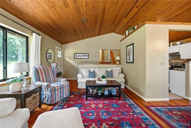 275 Meadowview Ln, Farmville, VA 23901 - living area with wooden ceiling, wood finished floors, and vaulted ceiling