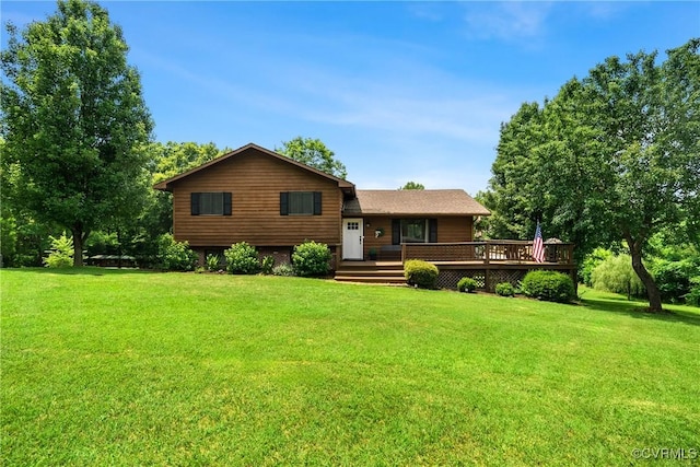 275 Meadowview Ln, Farmville, VA 23901 - back of house featuring a wooden deck and a lawn