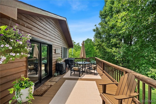 275 Meadowview Ln, Farmville, VA 23901 - wooden terrace with outdoor dining space
