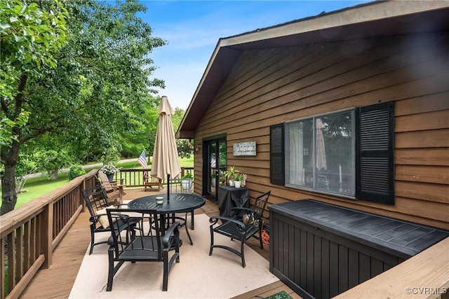 275 Meadowview Ln, Farmville, VA 23901 - wooden terrace featuring outdoor dining area