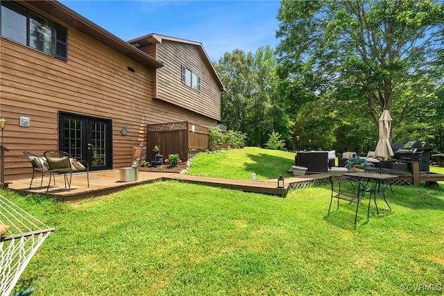 275 Meadowview Ln, Farmville, VA 23901 - view of grassy yard featuring a deck and french doors