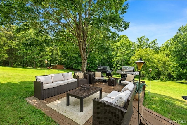 275 Meadowview Ln, Farmville, VA 23901 - deck featuring an outdoor living space and a yard
