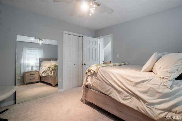 12001 Buckhorn Rd, Chesterfield, VA 23838 - bedroom with light carpet, a closet, and a ceiling fan