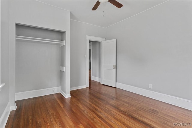 3406 Lawson St, Richmond, VA 23224 - unfurnished bedroom featuring a closet, wood finished floors, and ceiling fan