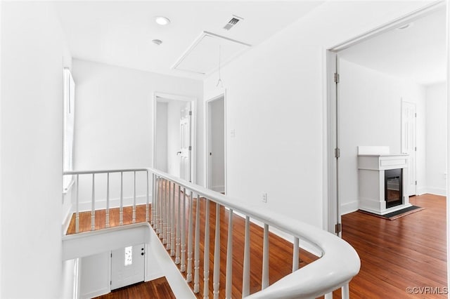 521 S Sycamore St, Petersburg, VA 23803 - hall featuring attic access, wood finished floors, and recessed lighting