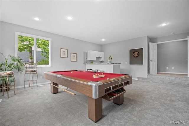 9712 Kingussle Ln, North Chesterfield, VA 23236 - game room with light colored carpet, billiards, and recessed lighting