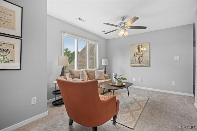 9712 Kingussle Ln, North Chesterfield, VA 23236 - living area with a ceiling fan and carpet flooring