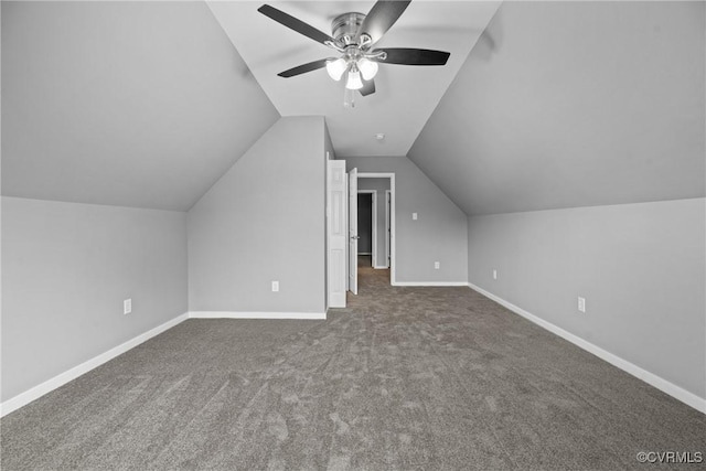 9712 Kingussle Ln, North Chesterfield, VA 23236 - additional living space with a ceiling fan, carpet floors, and vaulted ceiling